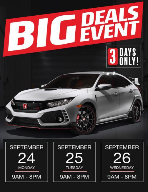3 Day VIP Sale at Honda Downtown – Sept 24 – 26 Only! 3 Day VIP Sale at Honda Downtown – Sept 24 – 26 Only!