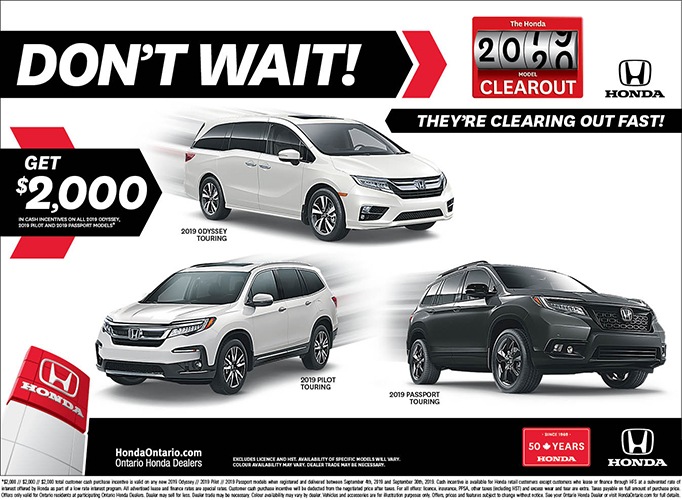 Clearout 2019 Honda Odyssey, Honda Pilot & Honda Passport Clearout 2019 Honda Odyssey, Honda Pilot & Honda Passport
